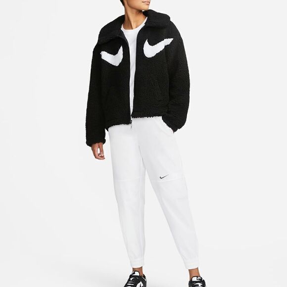 Nike Sportswear Swoosh Teddy Sherpa Jacket Black White Dunk Low Quilt Size M New - Picture 17 of 17
